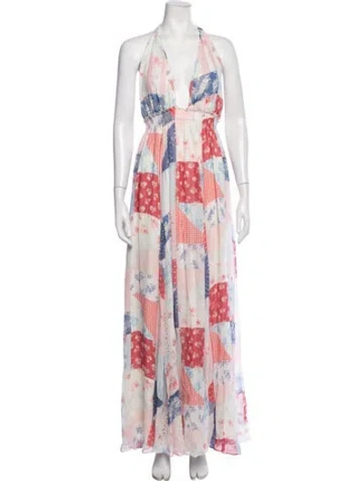 Pre-owned Loveshackfancy Floral Print Long Dress In Multicolor