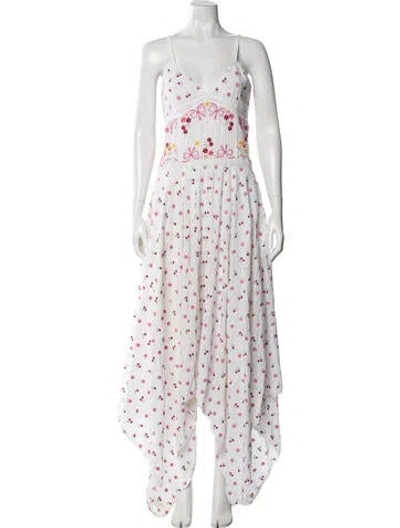 Pre-owned Loveshackfancy Floral Print Long Dress In Neutral