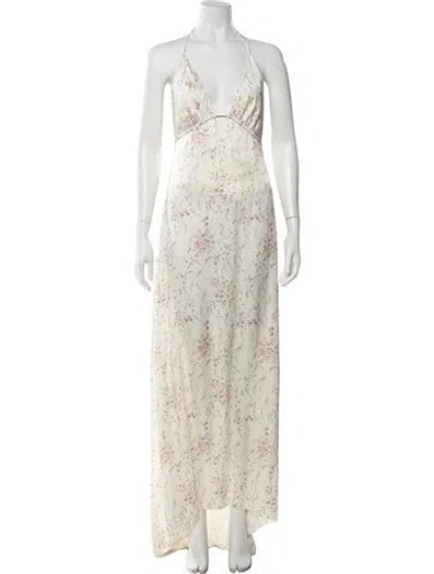 Pre-owned Loveshackfancy Floral Print Long Dress In Neutral