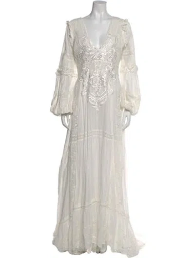 Pre-owned Loveshackfancy Floral Print Long Dress In Neutral