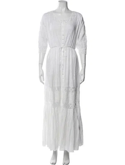 Pre-owned Loveshackfancy Floral Print Long Dress In Neutral