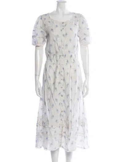 Pre-owned Loveshackfancy Floral Print Long Dress In Neutral