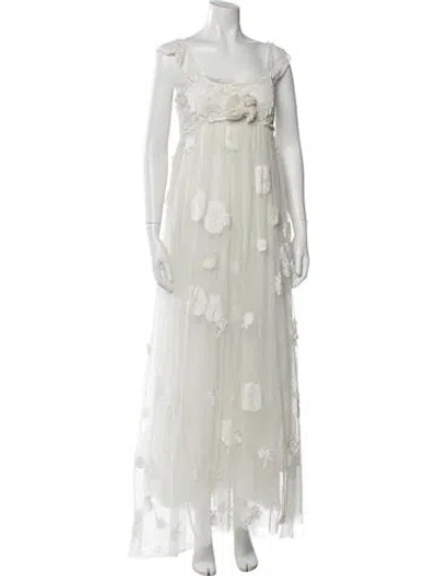 Pre-owned Loveshackfancy Floral Print Long Dress In Neutral