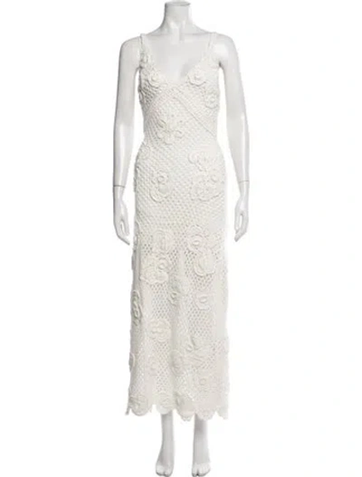 Pre-owned Loveshackfancy Floral Print Long Dress In Neutral