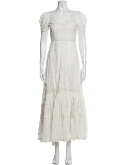 Pre-owned Loveshackfancy Floral Print Long Dress In Neutral