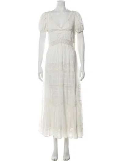 Pre-owned Loveshackfancy Floral Print Long Dress In Neutral