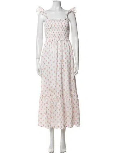 Pre-owned Loveshackfancy Floral Print Long Dress In Neutrals