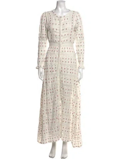 Pre-owned Loveshackfancy Floral Print Long Dress In Neutrals