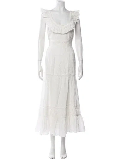 Pre-owned Loveshackfancy Floral Print Long Dress In Neutrals