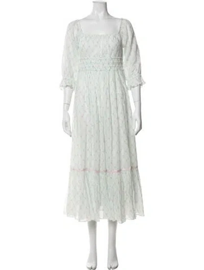 Pre-owned Loveshackfancy Floral Print Long Dress In Neutrals