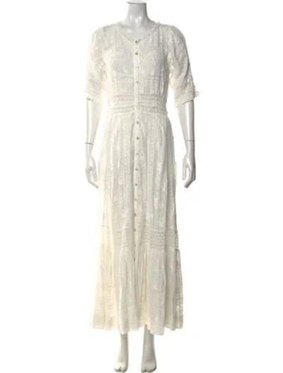 Pre-owned Loveshackfancy Floral Print Long Dress In Neutrals