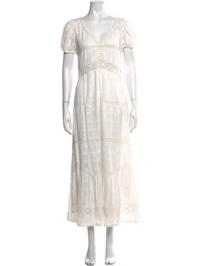 Pre-owned Loveshackfancy Floral Print Long Dress In Neutrals