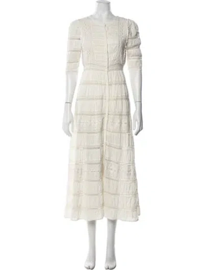 Pre-owned Loveshackfancy Floral Print Long Dress In Neutrals