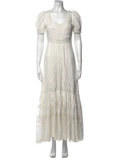 Pre-owned Loveshackfancy Floral Print Long Dress In Neutrals