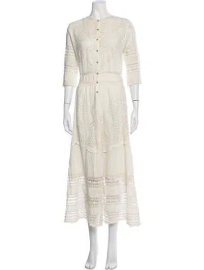 Pre-owned Loveshackfancy Floral Print Long Dress In Neutrals