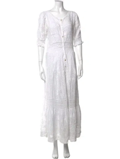 Pre-owned Loveshackfancy Floral Print Long Dress In Neutrals/white