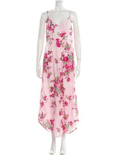 Pre-owned Loveshackfancy Floral Print Long Dress In Pink