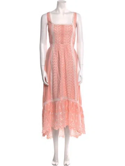 Pre-owned Loveshackfancy Floral Print Long Dress In Pink