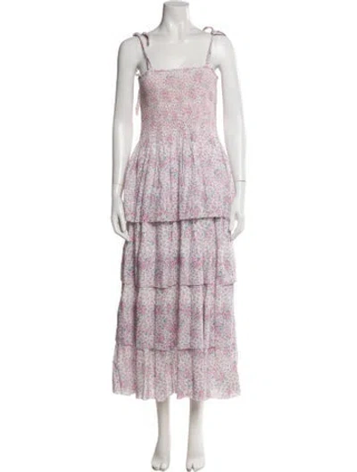 Pre-owned Loveshackfancy Floral Print Long Dress In Pink