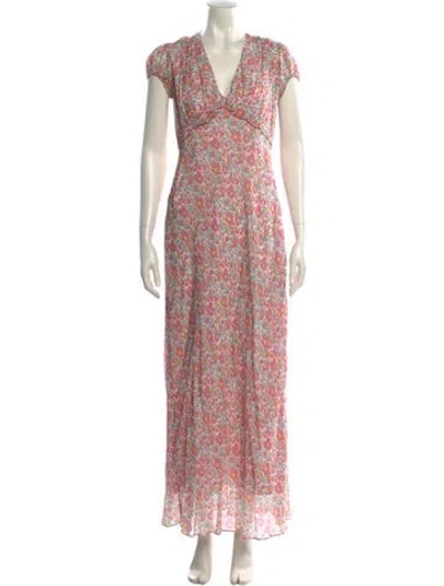 Pre-owned Loveshackfancy Floral Print Long Dress In Pink