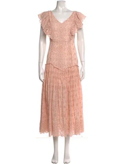 Pre-owned Loveshackfancy Floral Print Long Dress In Pink