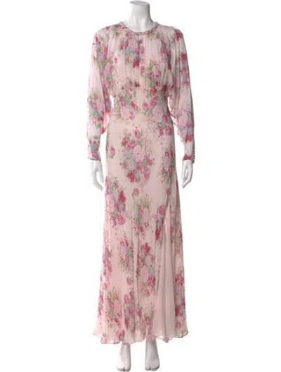 Pre-owned Loveshackfancy Floral Print Long Dress In Pink