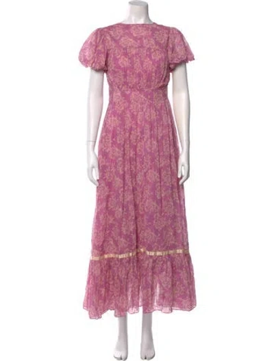 Pre-owned Loveshackfancy Floral Print Long Dress In Pink
