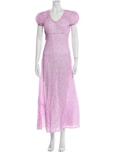 Pre-owned Loveshackfancy Floral Print Long Dress In Pink