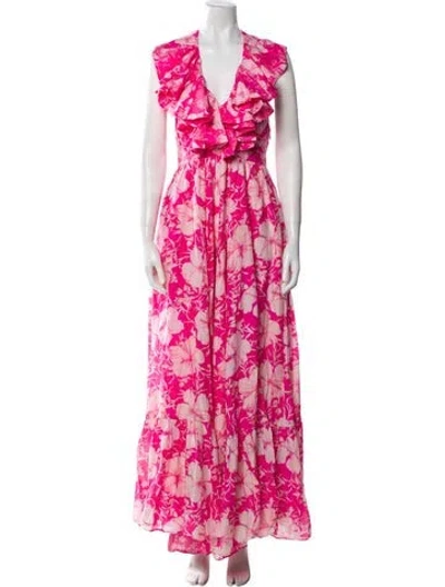 Pre-owned Loveshackfancy Floral Print Long Dress In Pink