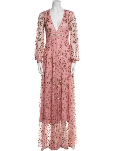 Pre-owned Loveshackfancy Floral Print Long Dress In Pink