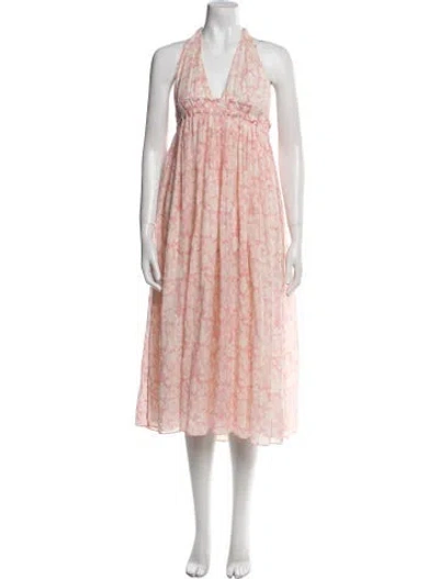 Pre-owned Loveshackfancy Floral Print Long Dress In Pink