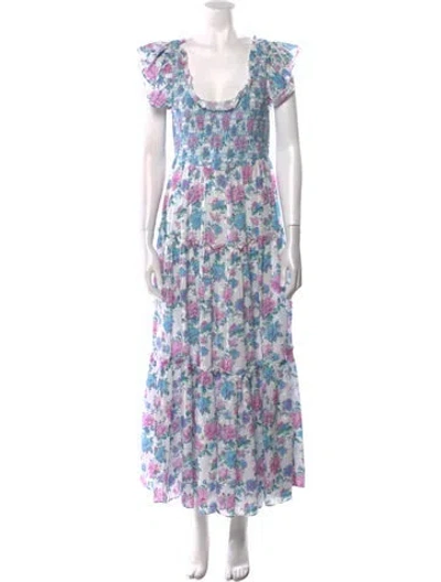 Pre-owned Loveshackfancy Floral Print Long Dress In Pink