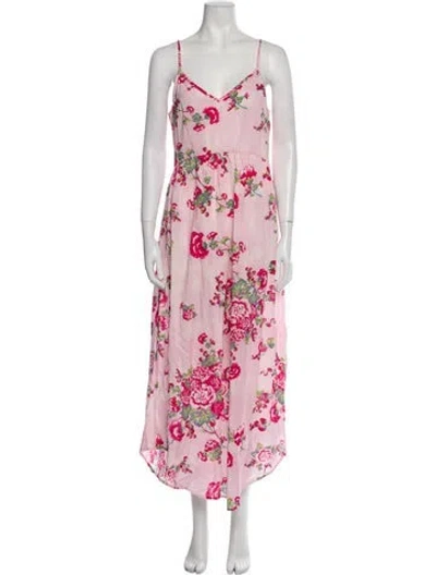 Pre-owned Loveshackfancy Floral Print Long Dress In Pink
