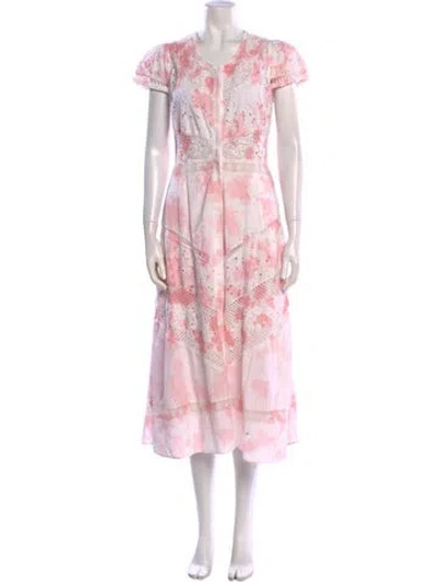 Pre-owned Loveshackfancy Floral Print Long Dress In Pink