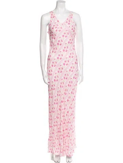 Pre-owned Loveshackfancy Floral Print Long Dress In Pink