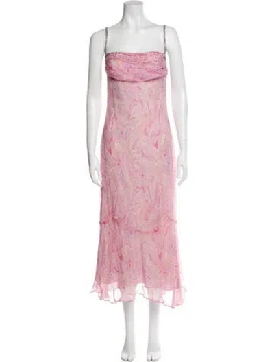 Pre-owned Loveshackfancy Floral Print Long Dress In Pink