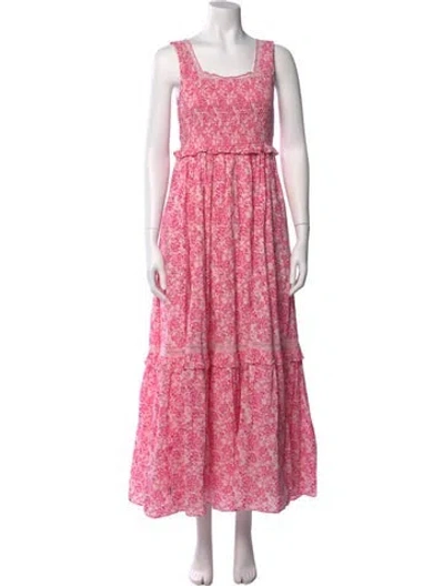 Pre-owned Loveshackfancy Floral Print Long Dress In Pink