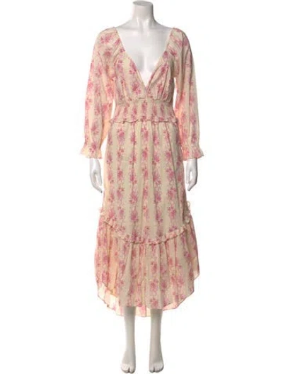 Pre-owned Loveshackfancy Floral Print Long Dress In Pink