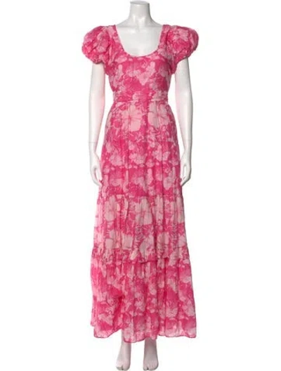 Pre-owned Loveshackfancy Floral Print Long Dress In Pink