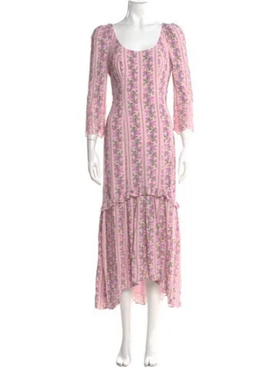 Pre-owned Loveshackfancy Floral Print Long Dress In Pink