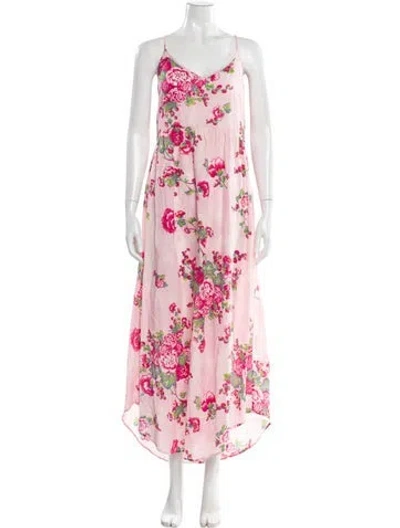 Pre-owned Loveshackfancy Floral Print Long Dress In Pink