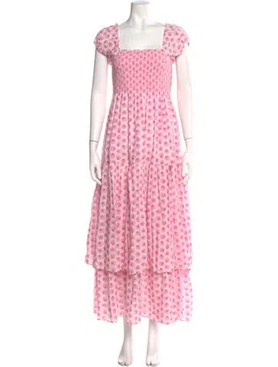 Pre-owned Loveshackfancy Floral Print Long Dress In Pink