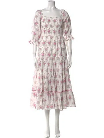 Pre-owned Loveshackfancy Floral Print Long Dress In Pink