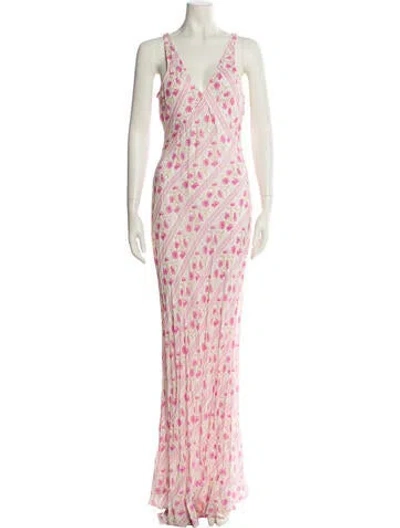 Pre-owned Loveshackfancy Floral Print Long Dress In Pink