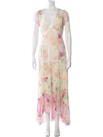 Pre-owned Loveshackfancy Floral Print Long Dress In Pink