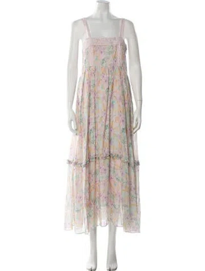 Pre-owned Loveshackfancy Floral Print Long Dress In Pink