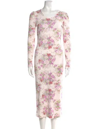 Pre-owned Loveshackfancy Floral Print Long Dress In Pink