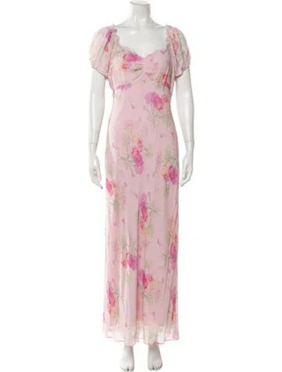 Pre-owned Loveshackfancy Floral Print Long Dress In Pink