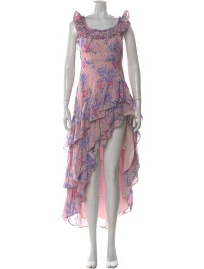 Pre-owned Loveshackfancy Floral Print Long Dress In Pink