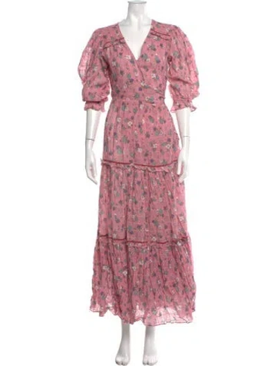 Pre-owned Loveshackfancy Floral Print Long Dress In Pink